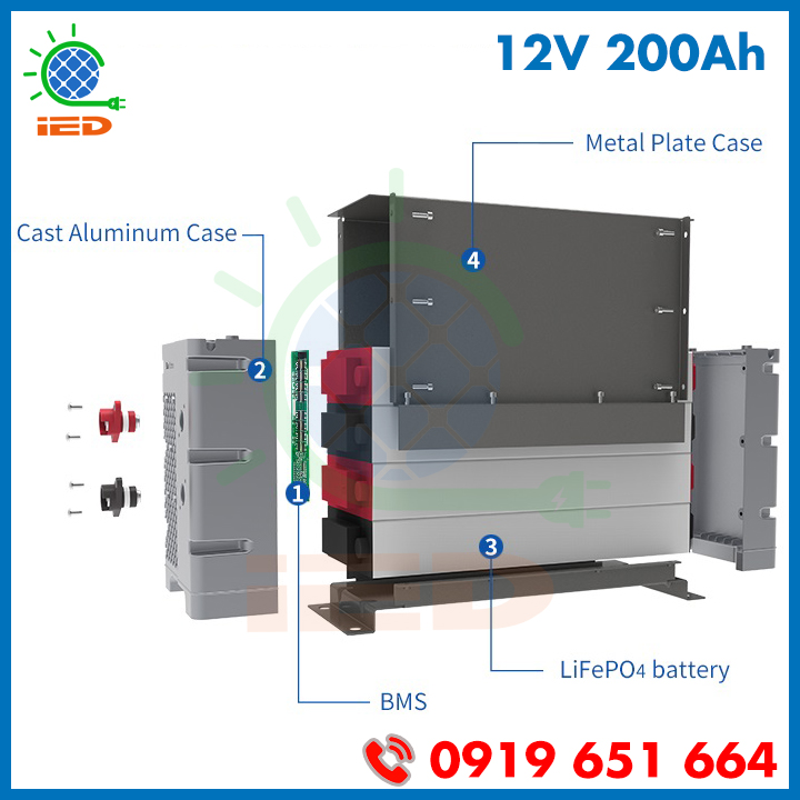 Pin lưu trữ Lithium-ion 12V 200Ah Blue Carbon - Ảnh 4