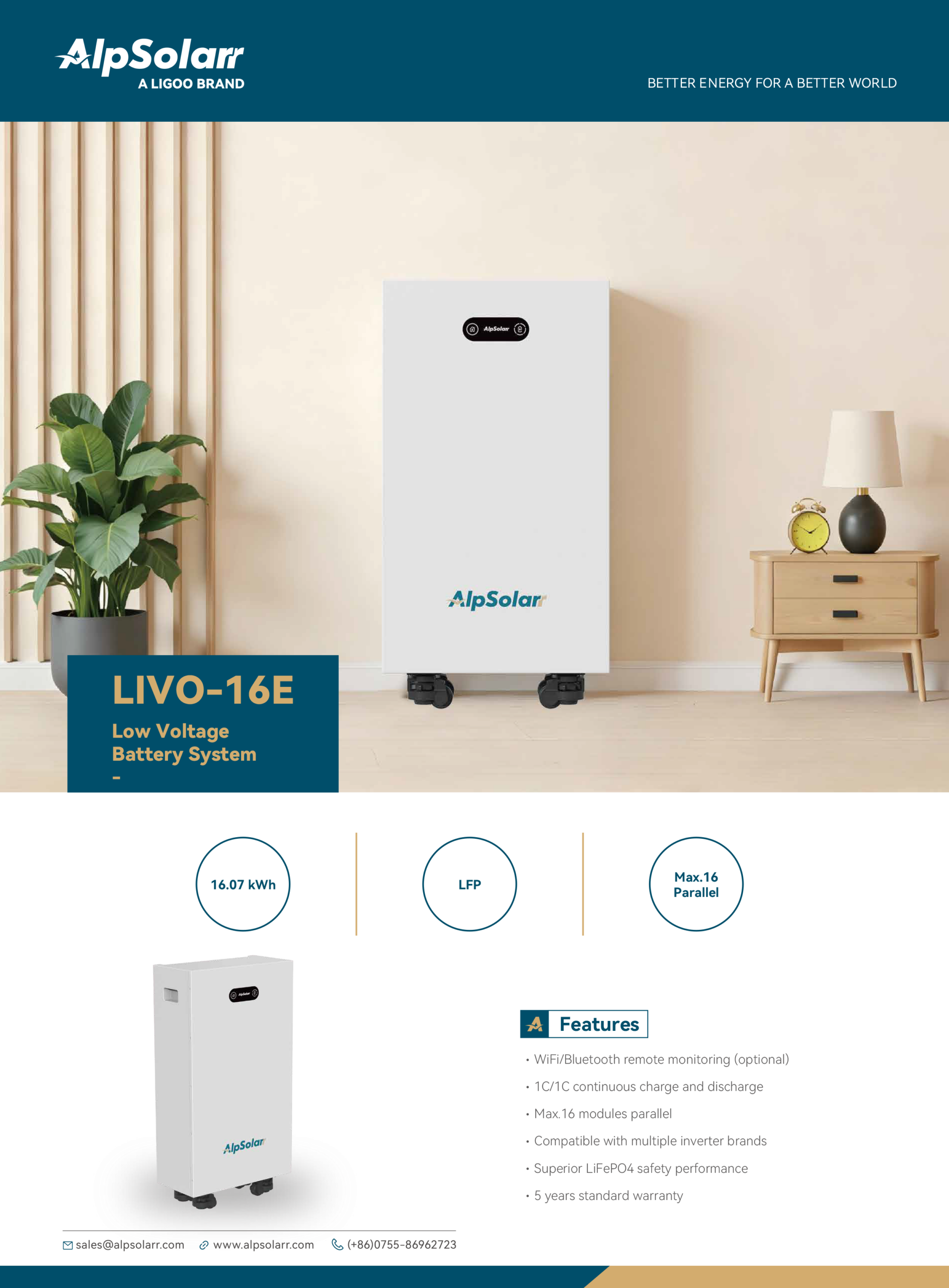 Pin lưu trữ 16.07kWh AlpSolarr LIVO-16E - Ảnh 5